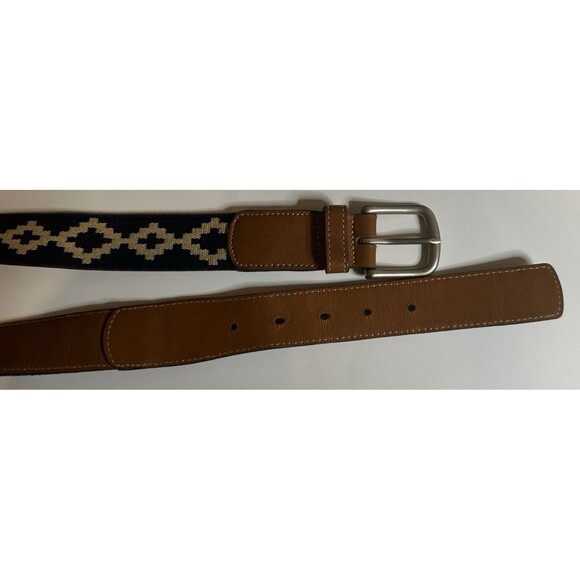 La Matera Unisex Belt Size 34 Navy Blue Corbina Woven Silver Buckle - Picture 8 of 16